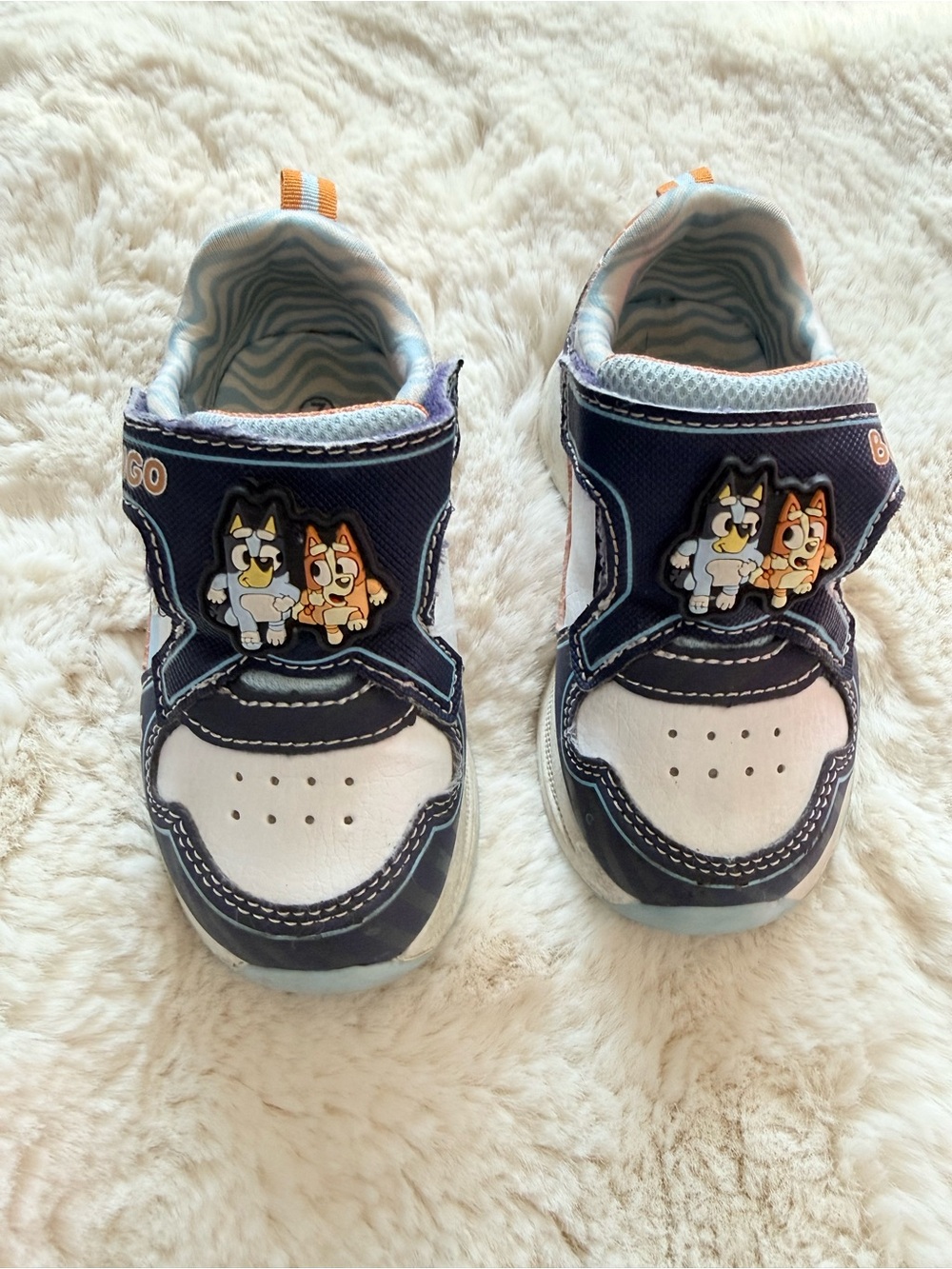 Kids Navy & White Bluey Strap Sneakers with Character Patch